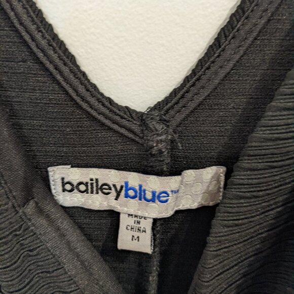 Black V-Neck Dress Medium M Midi Length Bailey Blue - Picture 4 of 9